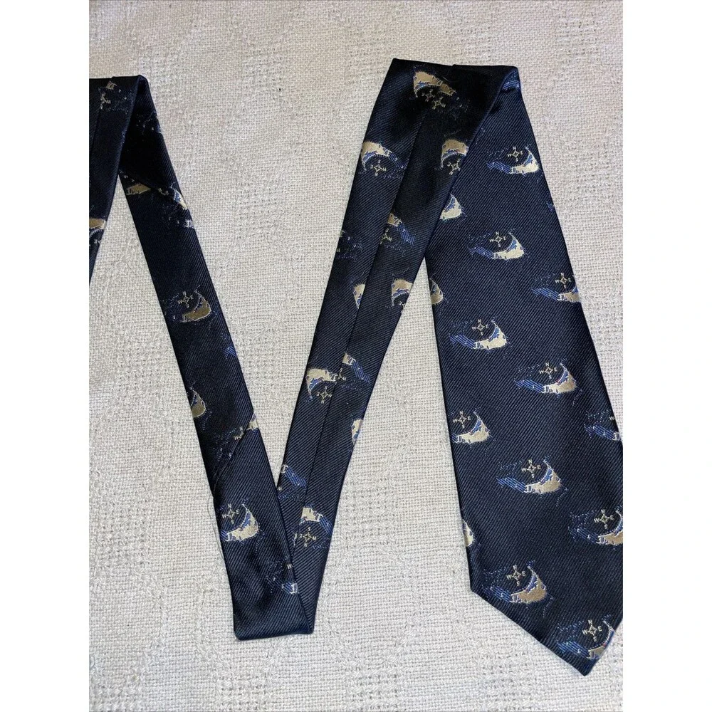 Rivetz Of Boston Men’s Dress Tie Size 54” 4” Blue Compass Business Formal City